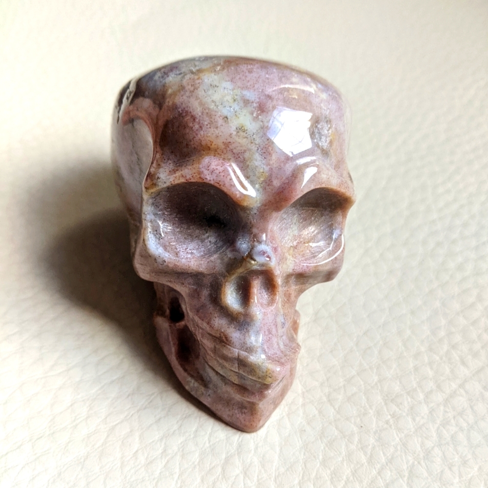 Pastel Pink and Lilac Sea Jasper Chunky Skull